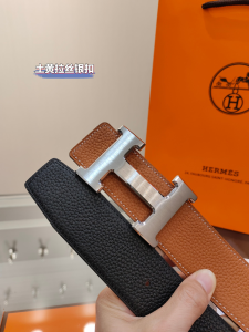 Hermes H Buckle Leather Belt Brown