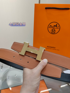 Hermes H Buckle Leather Belt Brown