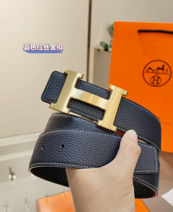 Hermes H Buckle Leather Belt Navy Blue Hermes H Buckle Leather Belt Navy Blue