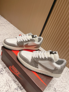 Nike Air Jordan 1 Retro Low OG Crystals and Leather Sneakers Gray White Nike Air Jordan 1 Retro Low OG Crystals and Leather Sneakers Gray White