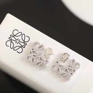 Loewe Pave Anagram Stud Earrings White Gold Loewe Pave Anagram Stud Earrings White Gold