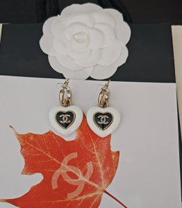 Chanel CC Logo Heart Earrings