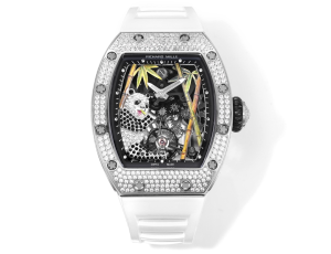 Richard Mille Diamonds Tourbillon Panda White Strap Mens Watch Richard Mille Diamonds Tourbillon Panda White Strap Mens Watch