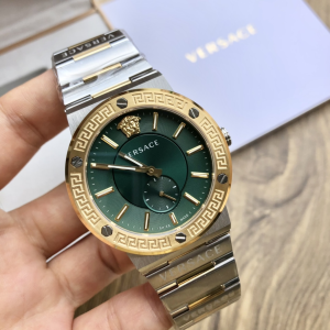Versace Greca Green Dial White Gold Steel Strap Watch 41MM Versace Greca Green Dial White Gold Steel Strap Watch 41MM