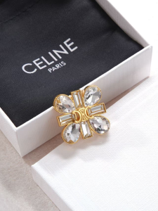Celine Daisy Strass and Brass Brooch Gold Celine Daisy Strass and Brass Brooch Gold