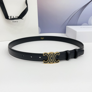 Celine Triomphe Black Leather Belt 25MM