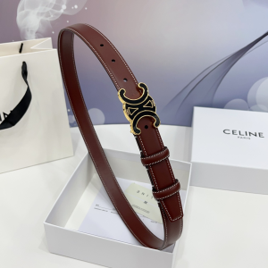 Celine Triomphe Red Leather Belt 25MM