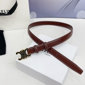 Celine Triomphe Red Leather Belt 25MM