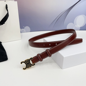 Celine Triomphe Red Leather Belt 25MM