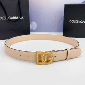 Dolce Gabbana DG Logo Crossed Buckle Calfskin Leather Belt Beige 30MM Dolce Gabbana DG Logo Crossed Buckle Calfskin Leather Belt Beige 30MM
