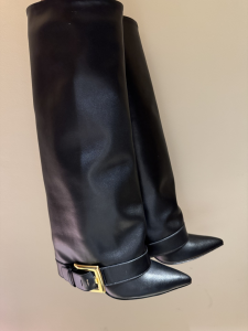 Balmain Anthem Black Calfskin Leather Knee High Boots Balmain Anthem Black Calfskin Leather Knee High Boots