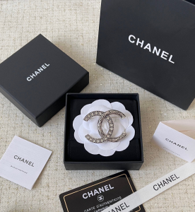 Chanel CC Logo Brooch Silver