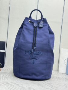 Prada Baltic Blue Canvas Drawstring Duffle Bag Prada Baltic Blue Canvas Drawstring Duffle Bag