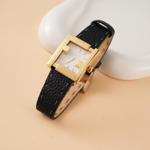 Fendi FF Logo Square Watch Black Leather Bracelet 24MM Fendi FF Logo Square Watch Black Leather Bracelet 24MM