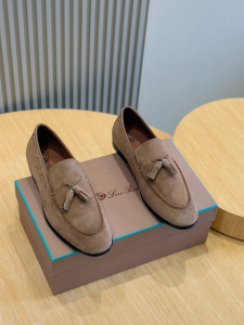 Loro Piana Summer Charms Walk Suede Leather Loafers Brown Loro Piana Summer Charms Walk Suede Leather Loafers Brown