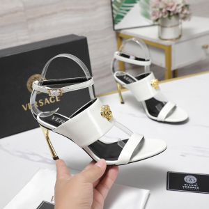 Versace Pincer La Medusa White Leather High Heeled Sandals 85MM Versace Pincer La Medusa White Leather High Heeled Sandals 85MM