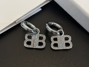 Balenciaga BB 2 Hoop Crystal Earrings