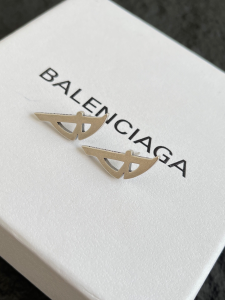 Balenciaga Silver Typo Metal Earrings
