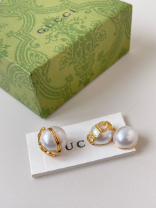 Gucci Stud Earrings with Half Pearl