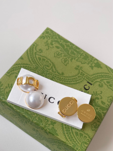 Gucci Stud Earrings with Half Pearl