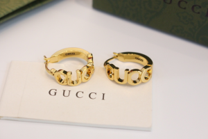 Gucci Logo Script Hoop Earrings Yellow Gold Gucci Logo Script Hoop Earrings Yellow Gold