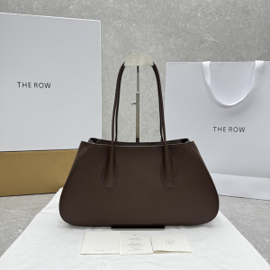 The Row Alger Textured Leather Shoulder Bag Dark Brown The Row Alger Textured Leather Shoulder Bag Dark Brown