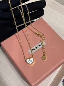 Miu Miu Logo Heart Metal Necklaces