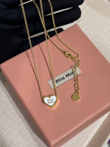 Miu Miu Logo Heart Metal Necklaces