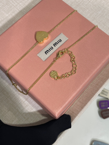 Miu Miu Logo Heart Metal Necklaces