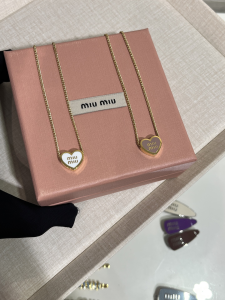 Miu Miu Logo Heart Metal Necklaces