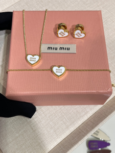 Miu Miu Logo Heart Metal Necklaces