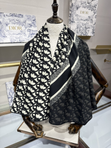 Dior Oblique Natte Square Scarf Black Silk Twill Dior Oblique Natte Square Scarf Black Silk Twill