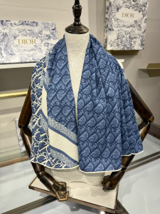 Dior Oblique Natte Square Scarf Blue Silk Twill Dior Oblique Natte Square Scarf Blue Silk Twill