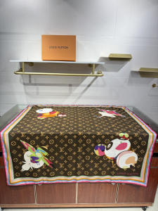 Louis Vuitton LVxTM Brown Monogram Superflat Characters Square Scarf Louis Vuitton LVxTM Brown Monogram Superflat Characters Square Scarf