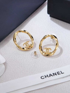 Chanel Crystal CC Logo Oval Earrings
