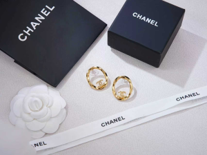 Chanel Crystal CC Logo Oval Earrings