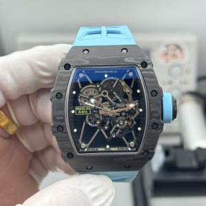 Richard Mille Tourbillon Pablo Mac Donough Black Dial Light Blue Rubber Strap Watch Richard Mille Tourbillon Pablo Mac Donough Black Dial Light Blue Rubber Strap Watch