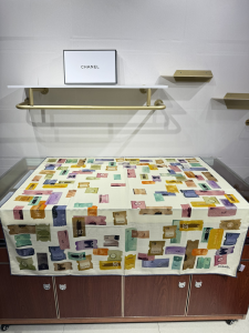 Chanel Printed Cashmere Silk Scarf Beige Chanel Printed Cashmere Silk Scarf Beige