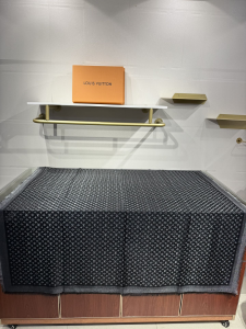 Louis Vuitton Black Monogram Shine Silk Wool Shalw Scarf Black Louis Vuitton Black Monogram Shine Silk Wool Shalw Scarf Black