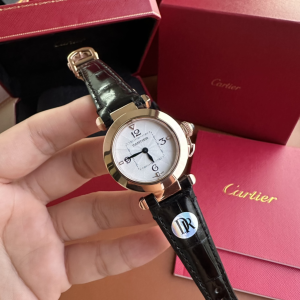 Cartier Pasha De Cartier Quartz White Dial Watch Black Alligator Leather Strap Cartier Pasha De Cartier Quartz White Dial Watch Black Alligator Leather Strap