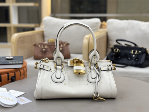 Chloe Paddington Embellished Leather Tote Shoulder Bag White Chloe Paddington Embellished Leather Tote Shoulder Bag White
