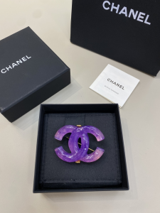 Chanel Light Purple CC Logo Brooch