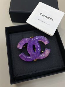 Chanel Light Purple CC Logo Brooch