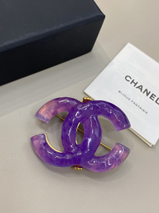 Chanel Light Purple CC Logo Brooch