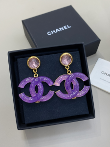 Chanel Light Purple CC Logo Earrings