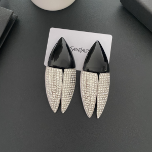 Saint Laurent Resin Crystal Geometric Drop Clip On Earrings Saint Laurent Resin Crystal Geometric Drop Clip On Earrings