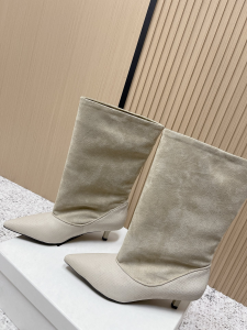 Jacquemus Tourni Leather and Suede Ankle Boots Beige 50MM Jacquemus Tourni Leather and Suede Ankle Boots Beige 50MM