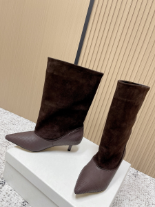 Jacquemus Tourni Leather and Suede Ankle Boots Burgundy 50MM Jacquemus Tourni Leather and Suede Ankle Boots Burgundy 50MM