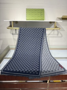 Gucci Blue GG Wool Scarf