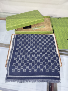 Gucci Blue GG Wool Scarf